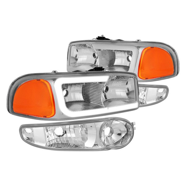 Lumen® - Chrome LED DRL Bar Headlights with Turn Signal/Parking Lights, GMC Yukon Denali