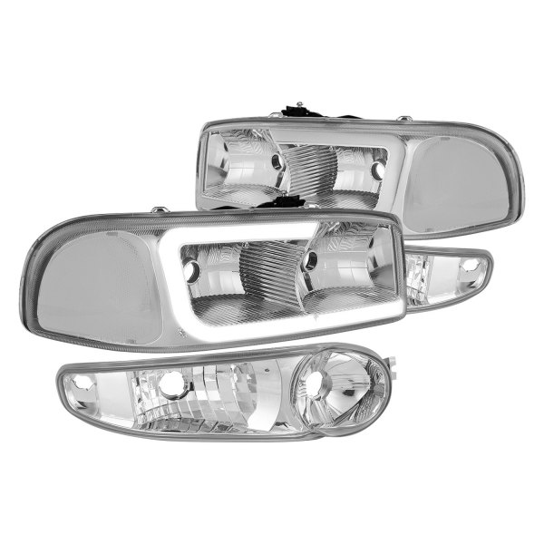 Lumen® - Chrome LED DRL Bar Headlights with Turn Signal/Parking Lights, GMC Yukon Denali