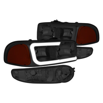 Lumen® - Chrome/Smoke LED DRL Bar Headlights with Turn Signal/Parking Lights