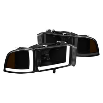 Lumen® - Black/Smoke LED DRL Bar Headlights with Turn Signal/Corner Lights