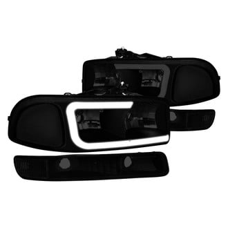 Lumen® - Black/Smoke LED DRL Bar Headlights with Turn Signal/Parking Lights