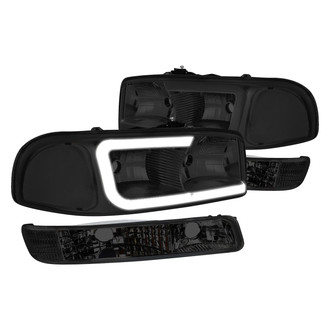 Lumen® - Chrome/Smoke LED DRL Bar Headlights with Turn Signal/Parking Lights
