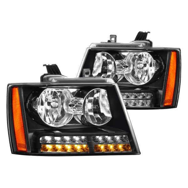 Lumen® - Black Euro Headlights with LED DRL and Turn Signal