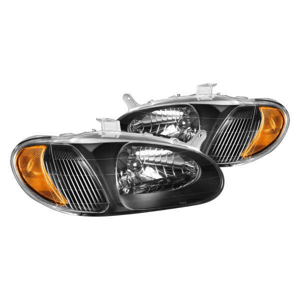 Lumen® - Black Euro Headlights, Kia Sephia