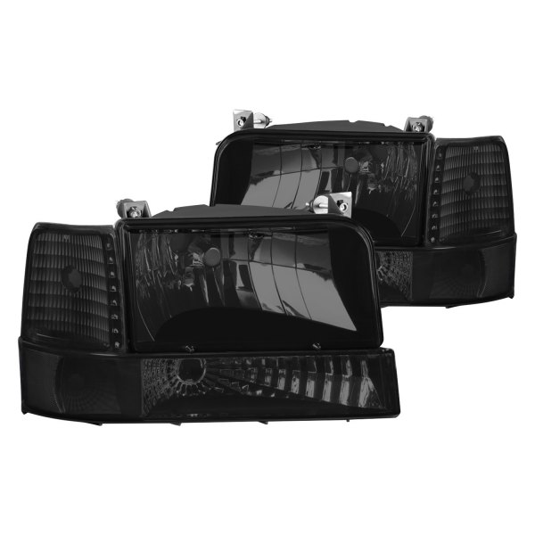 Lumen® - Black/Smoke Euro Headlights with Bumper and Corner Lights