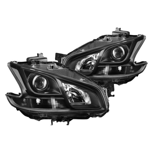 Lumen® - Black Projector Headlights, Nissan Maxima