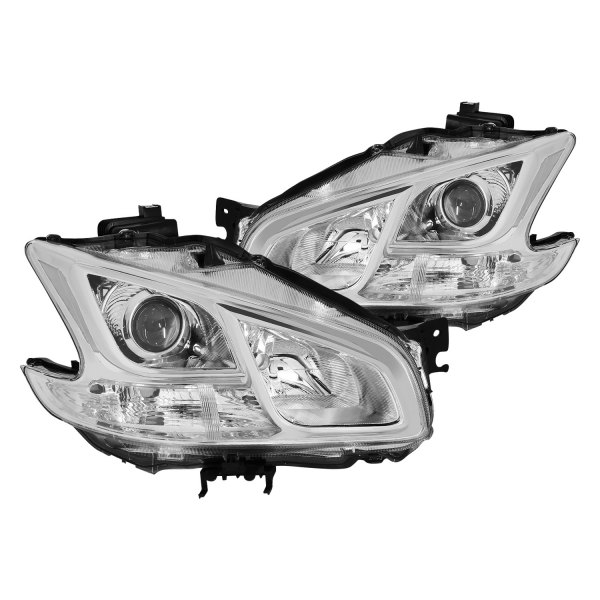 Lumen® - Chrome Factory Style Projector Headlights, Nissan Maxima