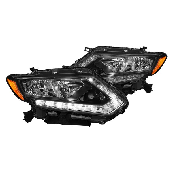 Lumen® - Black Factory Style Headlights with LED DRL, Nissan Rogue