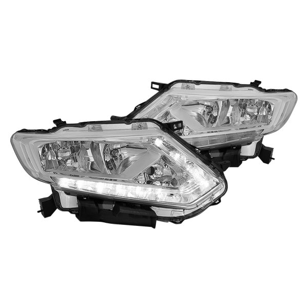 Lumen® - Chrome Euro Headlights with LED DRL, Nissan Rogue