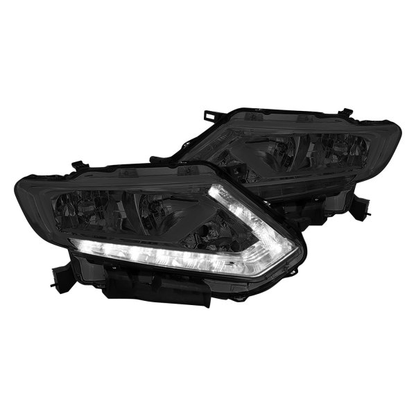 Lumen® - Chrome/Smoke Euro Headlights with LED DRL, Nissan Rogue