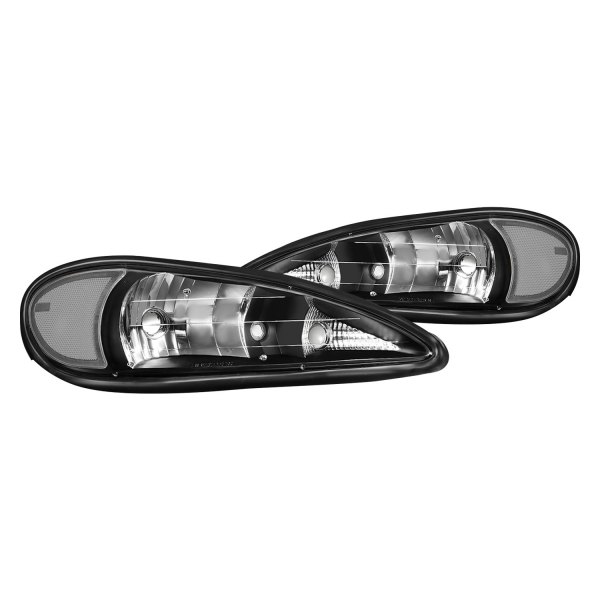 Lumen® - Black Euro Headlights, Pontiac Grand Am