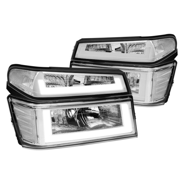 Lumen® - Chrome LED DRL Bar Euro Headlights, Chevy Colorado