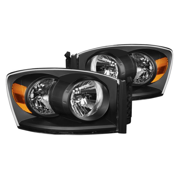Lumen® - Black Factory Style Headlights, Dodge Ram