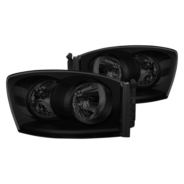 Lumen® - Black/Smoke Euro Headlights, Dodge Ram