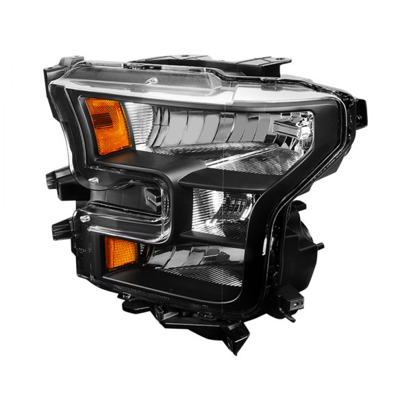 Lumen® - Driver Side Black Euro Headlight, Ford F-150