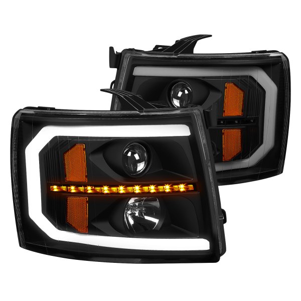 Lumen® - Black/Smoke LED DRL Bar Projector Headlights with Sequential Turn Signal
