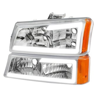 Lumen® - Chrome LED DRL Bar Headlights with Turn Signal/Parking Lights