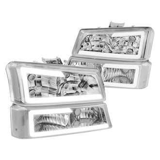 Lumen® - Chrome LED DRL Bar Headlights with Turn Signal/Parking Lights
