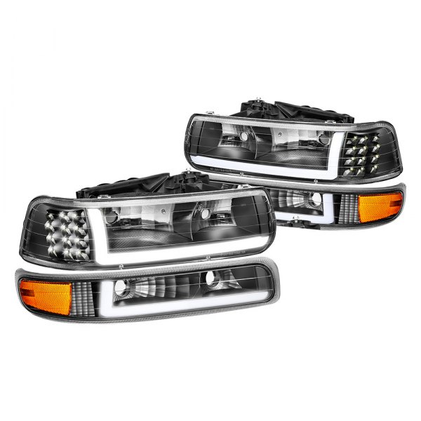 Lumen® - Black LED DRL Bar Headlights with Turn Signal/Parking Lights