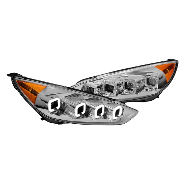 Lumen® - Chrome Switchback Halo Quad Projector LED Headlights with Sequential Turn Signal, Ford Focus