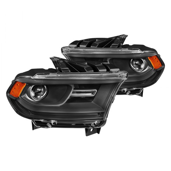 Lumen® - Black Factory Style Projector Headlights, Dodge Durango