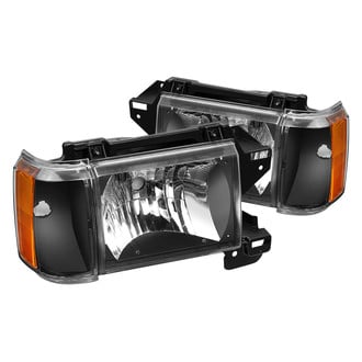 Lumen® - Black Euro Headlights with Turn Signal/Corner Lights