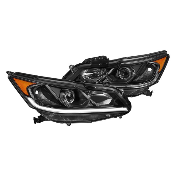 Lumen® - Black Factory Style LED DRL Bar Projector Headlights, Honda Accord