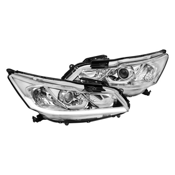 Lumen® - Chrome LED DRL Bar Projector Headlights, Honda Accord