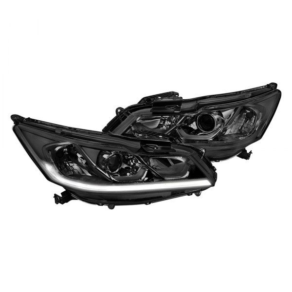 Lumen® - Chrome/Smoke LED DRL Bar Projector Headlights, Honda Accord