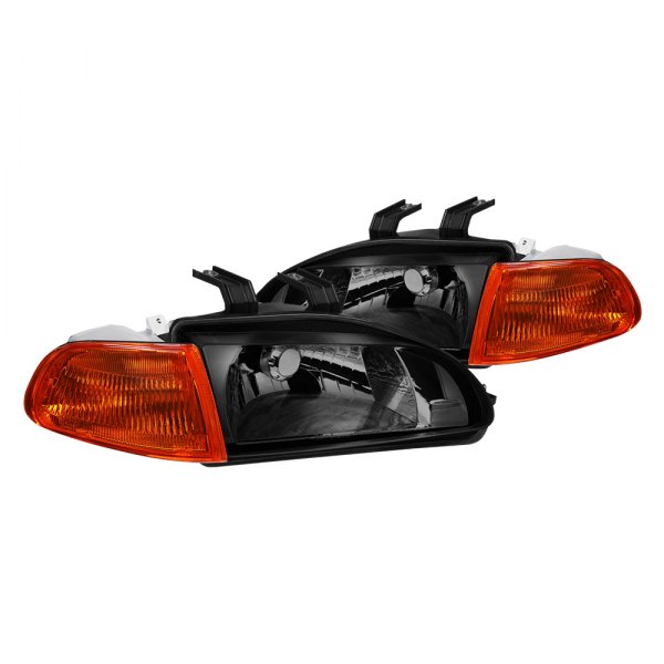 Lumen® - Chrome/Smoke Euro Headlights with Turn Signal/Corner Lights, Honda Civic
