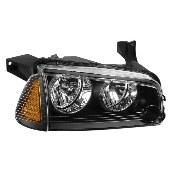 Lumen® - Passenger Side Black Factory Style Headlight, Dodge Charger