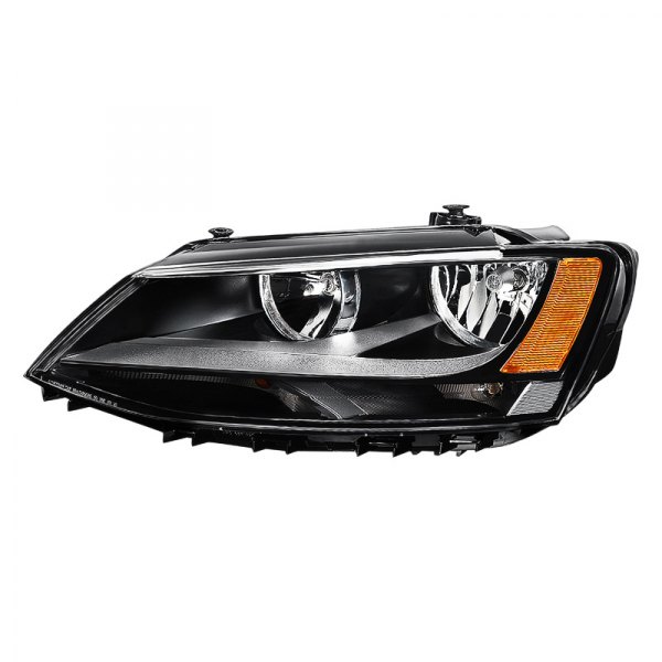 Lumen® - Driver Side Black Euro Headlight, Volkswagen Jetta