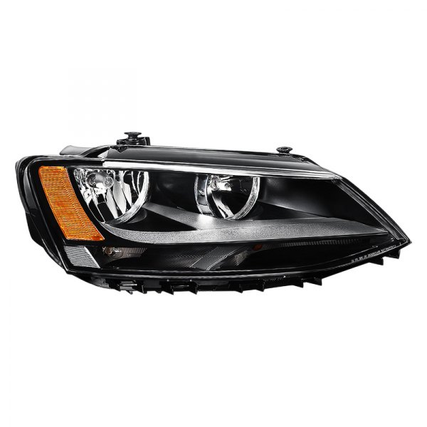 Lumen® - Passenger Side Black Euro Headlight, Volkswagen Jetta
