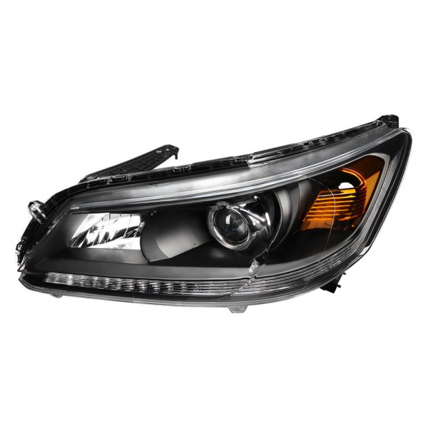 Lumen® - Driver Side Black Factory Style Projector Headlight with LED DRL, Honda Accord