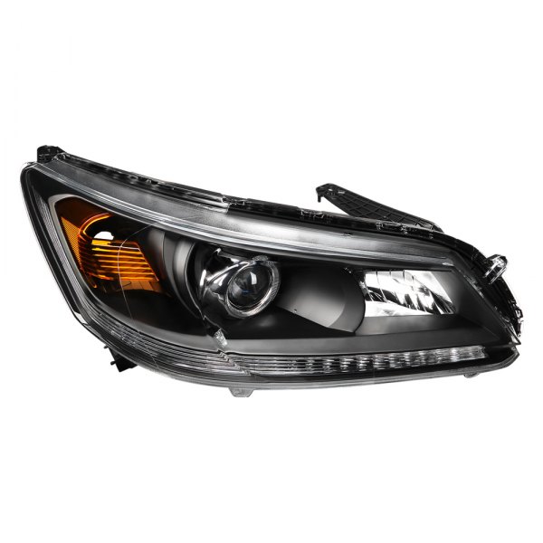 Lumen® - Passenger Side Black Factory Style Projector Headlight with LED DRL, Honda Accord