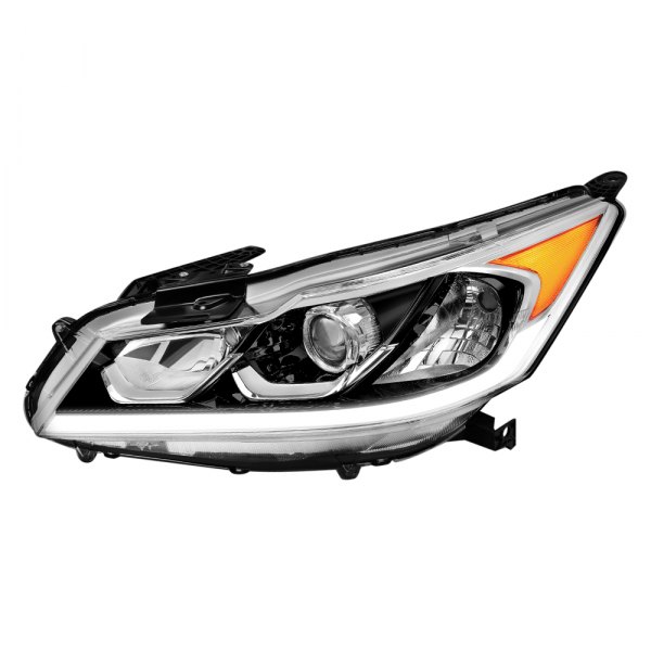 Lumen® - Driver Side Black/Chrome Factory Style LED DRL Bar Projector Headlight, Honda Accord