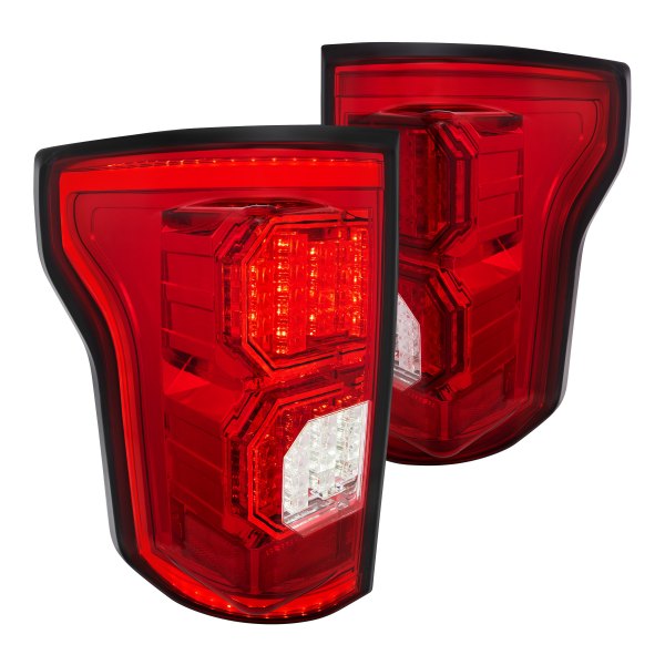 Lumen® - Chrome/Red Tron Style Fiber Optic LED Tail Lights