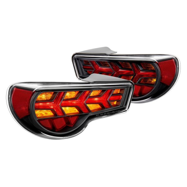 Lumen® - Black Amber/Red Sequential Arrow Style Fiber Optic LED Tail Lights