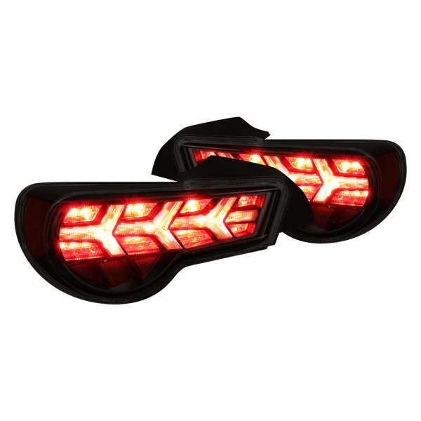 Lumen® - Black Red/Smoke Sequential Arrow Style Fiber Optic LED Tail Lights