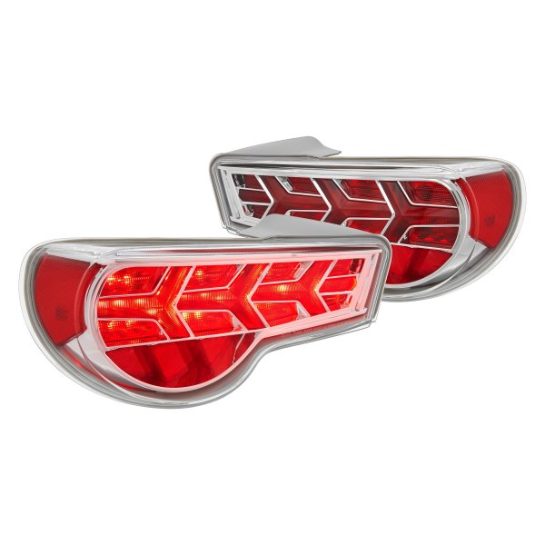 Lumen® - Chrome/Red Sequential Arrow Style Fiber Optic LED Tail Lights