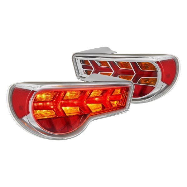 Lumen® - Chrome Red/Amber Sequential Arrow Style Fiber Optic LED Tail Lights