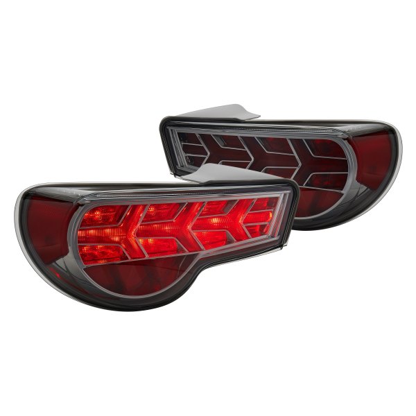 Lumen® - Chrome Red/Smoke Sequential Arrow Style Fiber Optic LED Tail Lights