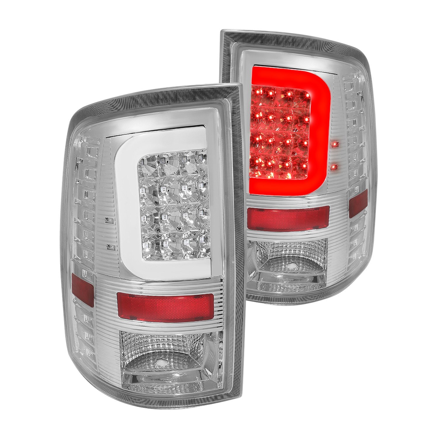 Lumen® Ram 1500 with Factory Halogen Tail Lights 2012 Chrome CShape Fiber Optic LED Tail Lights