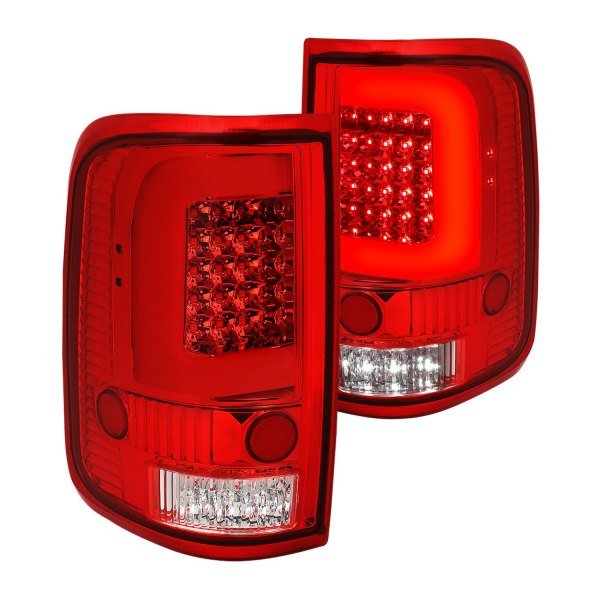Lumen® - Chrome/Red C-Shape Fiber Optic LED Tail Lights