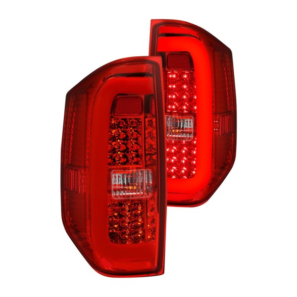 Lumen® - Chrome/Red C-Shape Fiber Optic LED Tail Lights