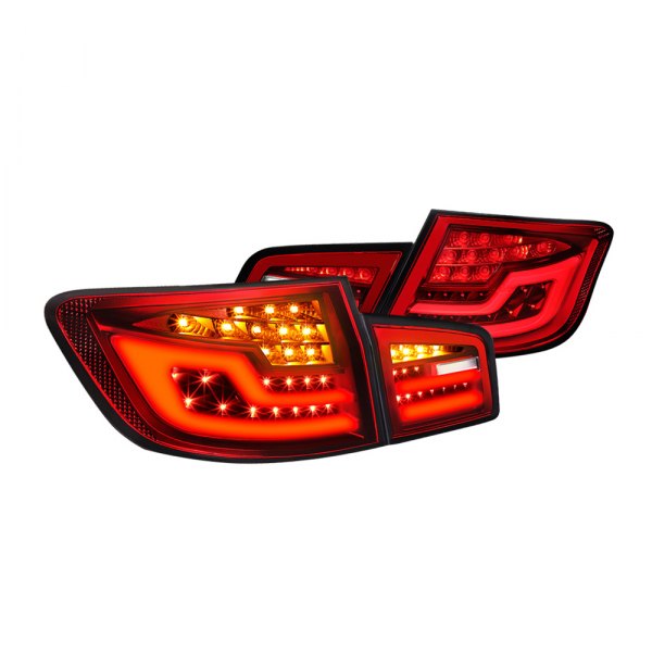 Lumen® - Chrome/Red Sequential Fiber Optic LED Tail Lights