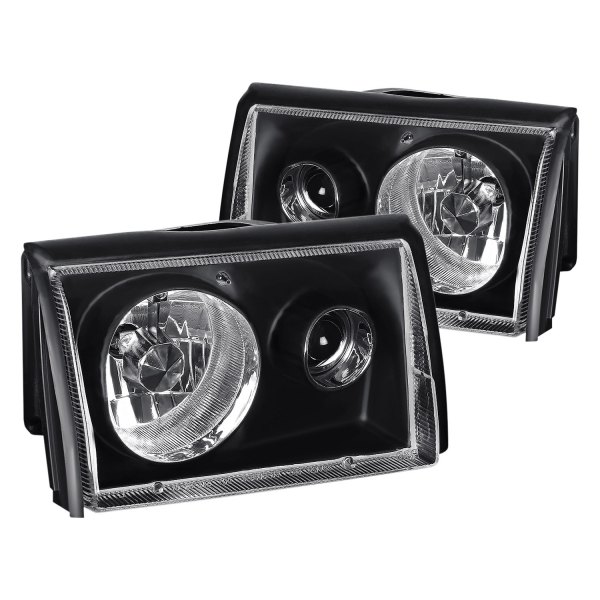 Lumen® - Black Projector Headlights with Fog Light, Ford Mustang