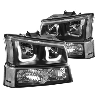 Lumen® - Black LED DRL Bar Headlights with Turn Signal/Parking Lights