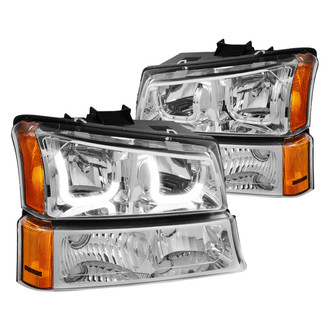 Lumen® - Chrome LED DRL Bar Headlights with Turn Signal/Parking Lights