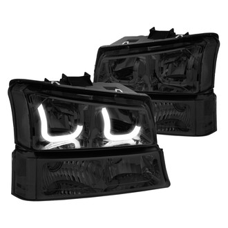 Lumen® - Chrome/Smoke LED DRL Bar Headlights with Turn Signal/Parking Lights